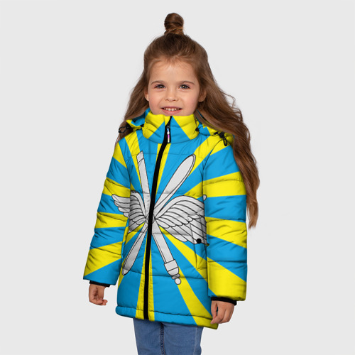 Зимняя куртка для девочек 3D Флаг ВВС, цвет светло-серый - фото 3