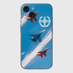 Чехол для iPhone 15 силиконовый с защитой камеры Самолеты