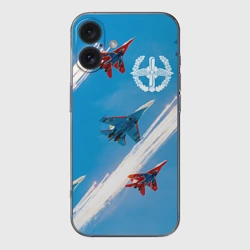 Чехол для iPhone 16 силиконовый с защитой камеры Самолеты