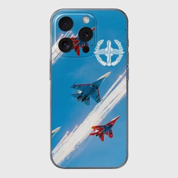 Чехол для iPhone 15 Pro силиконовый с защитой камеры Самолеты
