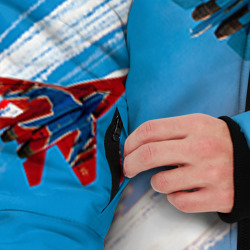 Куртка с принтом Самолеты для мужчины, вид на модели спереди №3. Цвет основы: черный