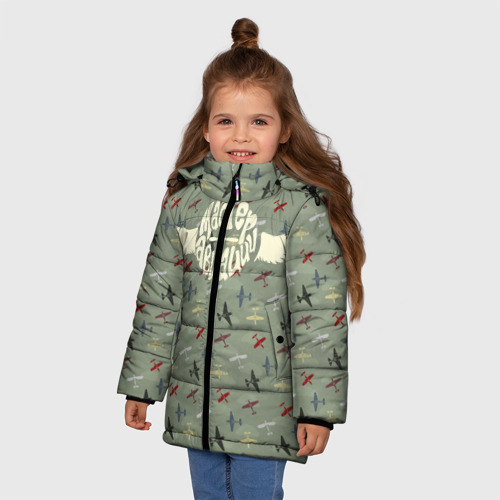 Зимняя куртка для девочек 3D Авиация, цвет черный - фото 3