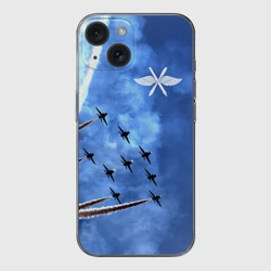 Чехол для iPhone 15 силиконовый с защитой камеры Самолеты в небе