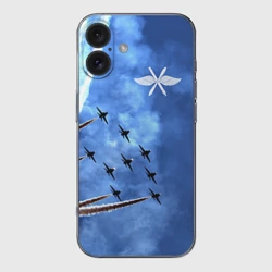 Чехол для iPhone 16 силиконовый с защитой камеры Самолеты в небе