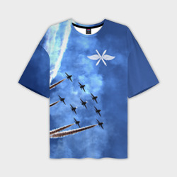 Мужская футболка oversize 3D Самолеты в небе