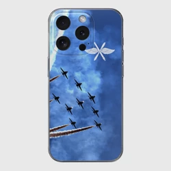 Чехол для iPhone 15 Pro Max силиконовый с защитой камеры Самолеты в небе