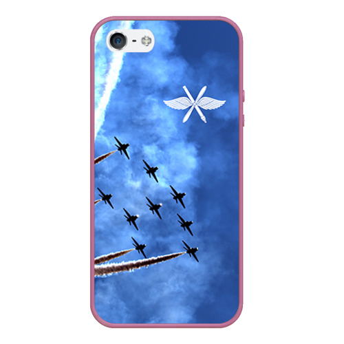 Чехол для iPhone 5/5S матовый Самолеты в небе, цвет розовый