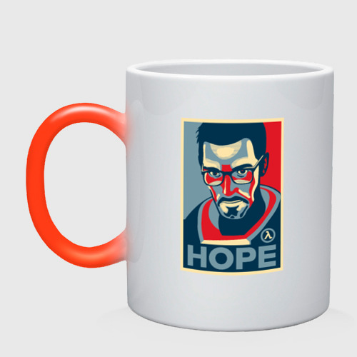 Кружка хамелеон Half-Life hope, цвет белый + красный