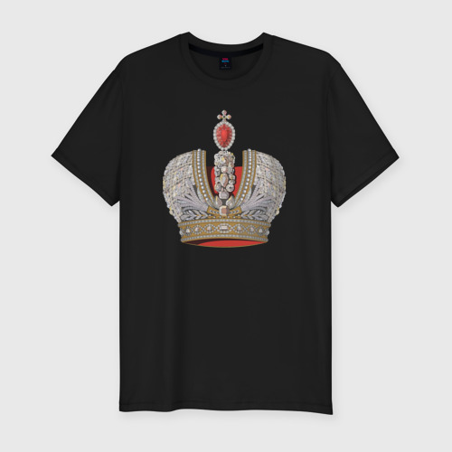 Мужская футболка хлопок Slim Crown of the Russian Empire, цвет черный