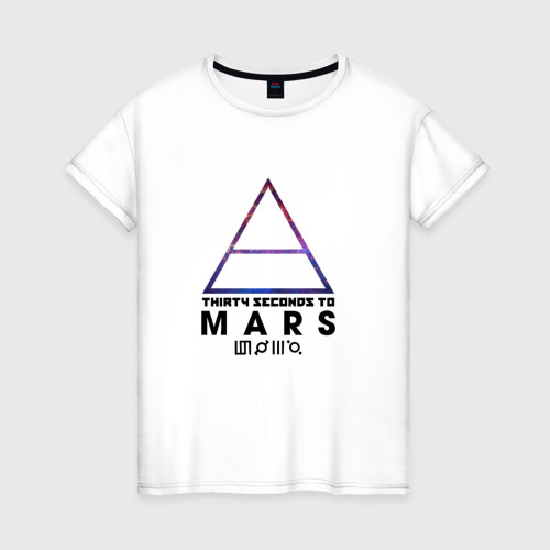 Женская футболка хлопок Thirty seconds to mars cosmos, цвет белый