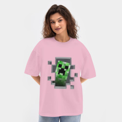 Женская футболка Oversize хлопок texturе Creeper - фото 2