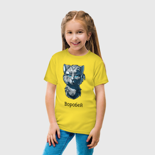 Детская футболка хлопок Коты - Воители. Воробей, цвет желтый - фото 5