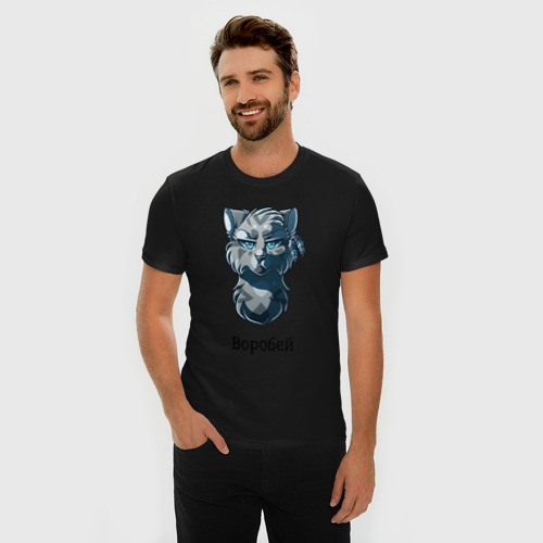 Мужская футболка хлопок Slim Коты - Воители. Воробей, цвет черный - фото 3