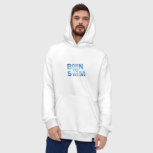 Худи SuperOversize хлопок Born to Swim, цвет белый - фото 5