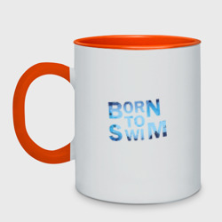 Кружка двухцветная Born to Swim