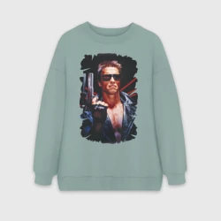 Женский свитшот oversize без начеса хлопок Шварценеггер (терминатор)