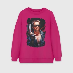 Женский свитшот oversize без начеса хлопок Шварценеггер (терминатор)