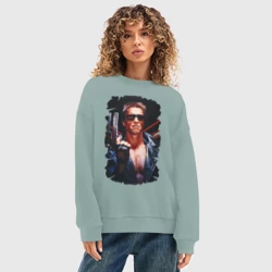 Женский свитшот oversize без начеса хлопок Шварценеггер (терминатор) - фото 2