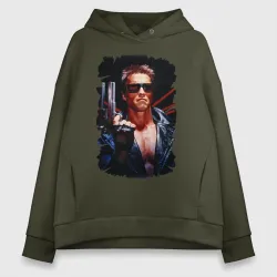 Женское худи Oversize хлопок Шварценеггер (терминатор)