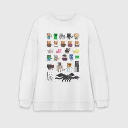 Женский свитшот oversize без начеса хлопок Мобы Minecraft