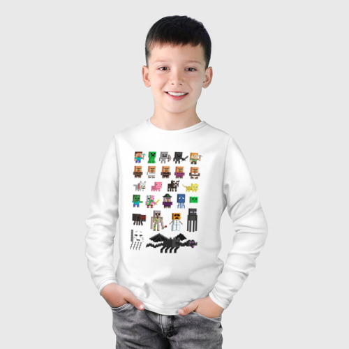 Детский лонгслив хлопок Мобы Minecraft, цвет белый - фото 3