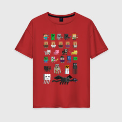 Женская футболка хлопок Oversize Мобы Minecraft
