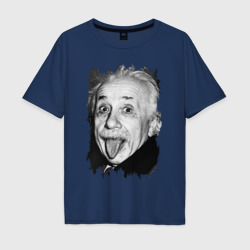 Мужская футболка хлопок Oversize Энштейн показывает язык
