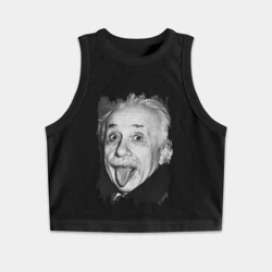 Женская укороченная майка-топ хлопок Энштейн показывает язык