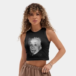 Женская укороченная майка-топ хлопок Энштейн показывает язык - фото 2