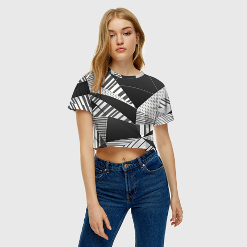 Женская футболка Crop-top 3D Геометрия, цвет 3D печать - фото 3