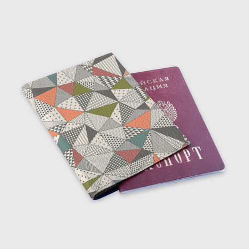 Обложка для паспорта матовая кожа Геометрия, цвет синий - фото 3