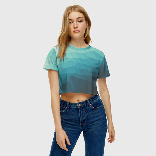 Женская футболка Crop-top 3D Геометрия, цвет 3D печать - фото 3