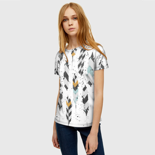 Женская футболка 3D с принтом Перья, фото на моделе #1