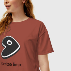 Женская футболка хлопок Oversize Gentoo Linux - фото 2