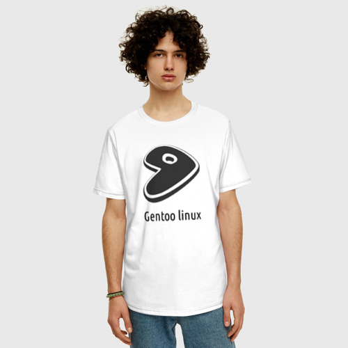 Мужская футболка хлопок Oversize Gentoo Linux, цвет белый - фото 3