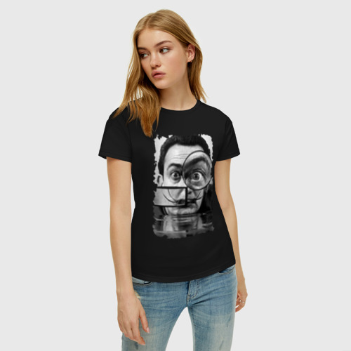 Женская футболка хлопок Сальвадор Дали, цвет черный - фото 3
