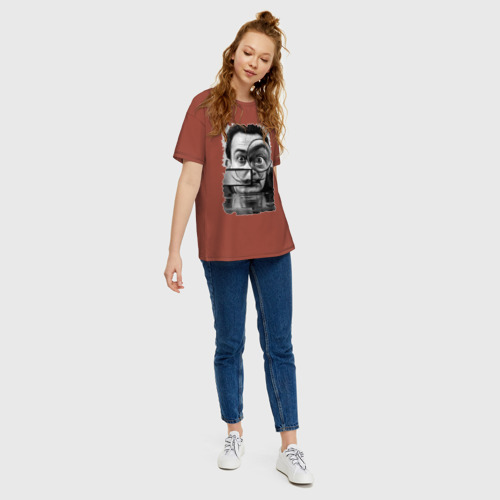 Женская футболка хлопок Oversize Сальвадор Дали, цвет кирпичный - фото 5