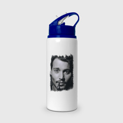 Бутылка для воды с трубочкой Johnny Depp retro style
