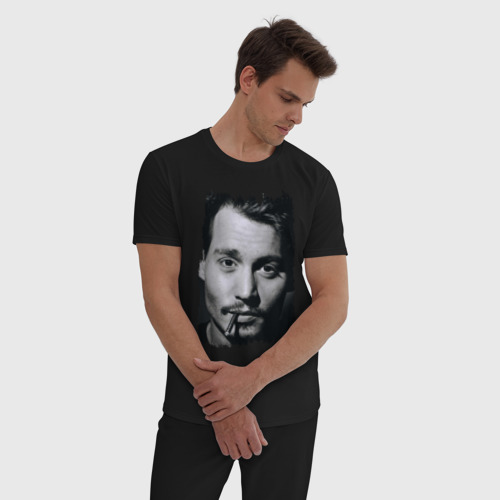 Мужская пижама хлопок Johnny Depp retro style, цвет черный - фото 3