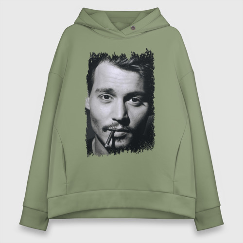 Женское худи Oversize хлопок Johnny Depp retro style, цвет авокадо