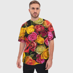 Мужская футболка oversize 3D Цветы - фото 2