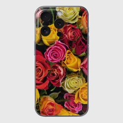 Чехол для iPhone 15 Pro Max силиконовый с защитой камеры Цветы