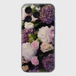 Чехол для iPhone 16 Pro Max силиконовый с защитой камеры Цветы