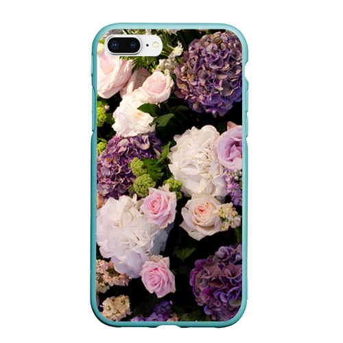 Чехол для iPhone 7Plus/8 Plus матовый Цветы, цвет мятный