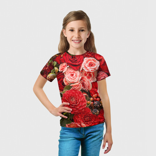 Детская футболка 3D Цветы, цвет 3D печать - фото 5