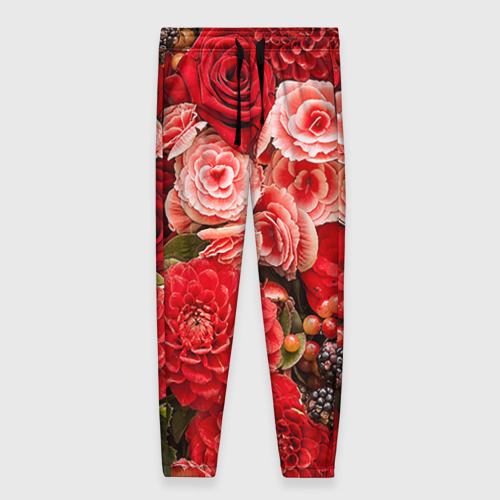 Женские брюки 3D с принтом Цветы, вид спереди #2