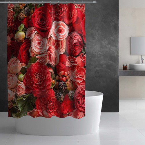 Штора 3D для ванной Цветы - фото 3