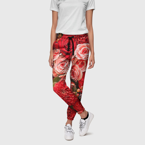 Женские брюки 3D с принтом Цветы, фото на моделе #1