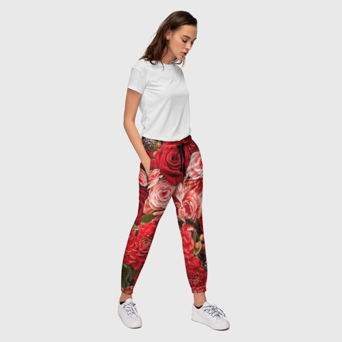 Женские брюки 3D с принтом Цветы, вид сбоку #3