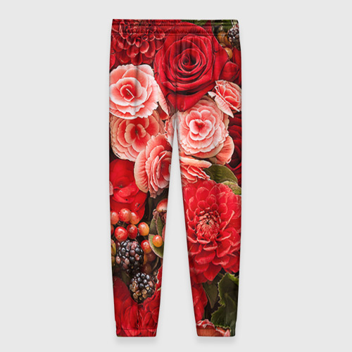 Женские брюки 3D с принтом Цветы, вид сзади #1